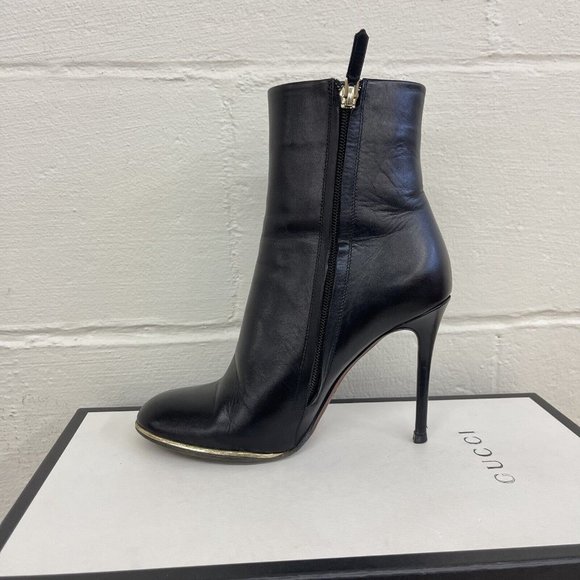 Givenchy Womens Black Leather Round Toe High Heel Ankle Zip Booties Shoes Sz 7.5 - Picture 5 of 11